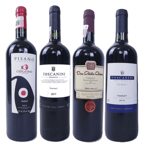 Vino Tannat de Uruguay set de 4